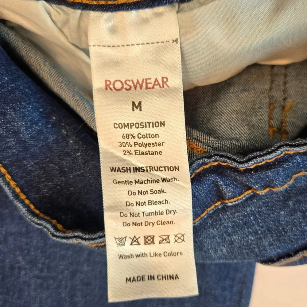 ROSWEAR Women's Wide Leg Jeans Casual High Waisted Stretch Sz: M Blue